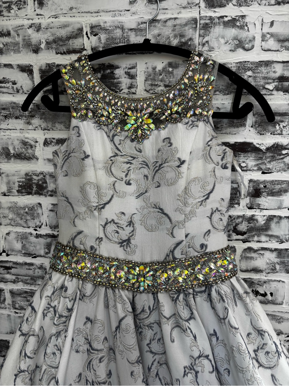 Little Rosie size 10 Girls Ivory Jewel-Embellished pageant dress